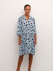 Kaffe Blue Isolde Casual Fit 3/4 Sleeve Dress - Image 3 of 6