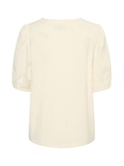 Kaffe Vigga V-Neck Half Sleeve Cotton/Linen Mix White Shirt - Image 6 of 6