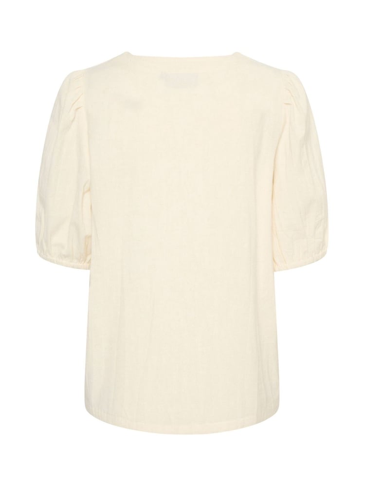 Kaffe Vigga V-Neck Half Sleeve Cotton/Linen Mix White Shirt - Image 6 of 6