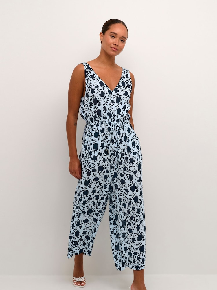 Kaffe Blue Isolde Sleeveless V-Neck Jumpsuit - Image 1 of 5