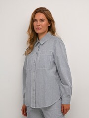 Kaffe Marilla Casual Fit Grey 100% Cotton Long Sleeve Shirt - Image 1 of 5