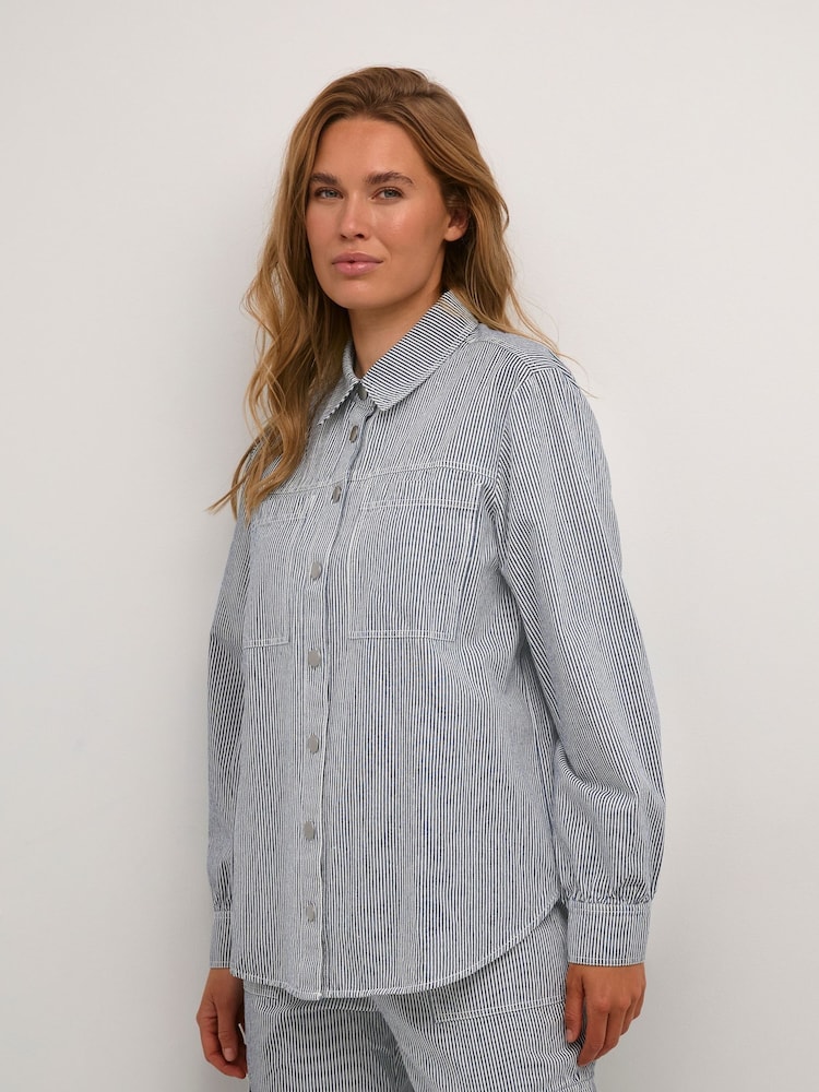 Kaffe Marilla Casual Fit Grey 100% Cotton Long Sleeve Shirt - Image 1 of 5