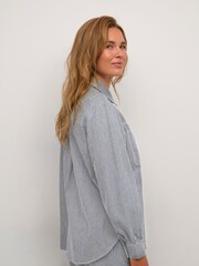 Kaffe Marilla Casual Fit Grey 100% Cotton Long Sleeve Shirt - Image 2 of 5