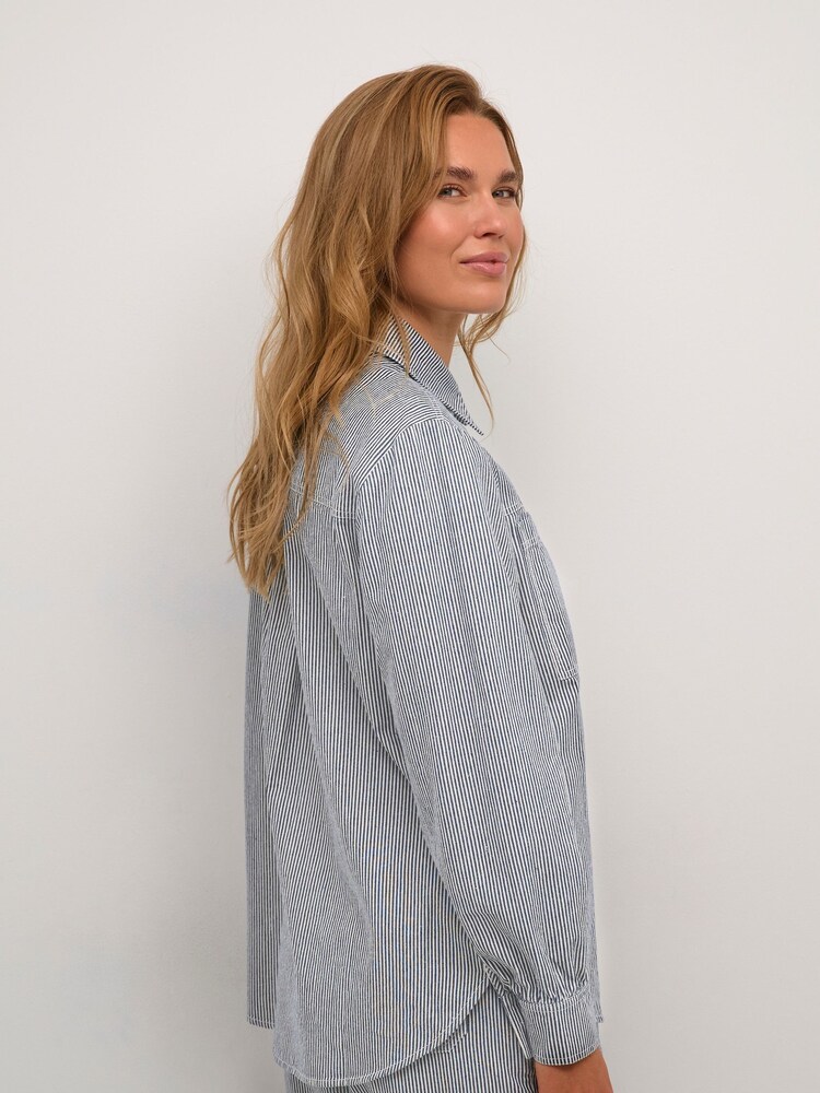 Kaffe Marilla Casual Fit Grey 100% Cotton Long Sleeve Shirt - Image 2 of 5