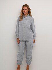 Kaffe Marilla Casual Fit Grey 100% Cotton Long Sleeve Shirt - Image 3 of 5