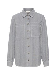 Kaffe Marilla Casual Fit Grey 100% Cotton Long Sleeve Shirt - Image 4 of 5