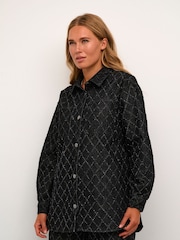 Kaffe Grey Olivia Textured Pattern Denim Shirt - Image 1 of 6