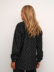 Kaffe Grey Olivia Textured Pattern Denim Shirt - Image 2 of 6