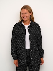 Kaffe Grey Olivia Textured Pattern Denim Shirt - Image 3 of 6