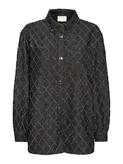 Kaffe Grey Olivia Textured Pattern Denim Shirt - Image 5 of 6