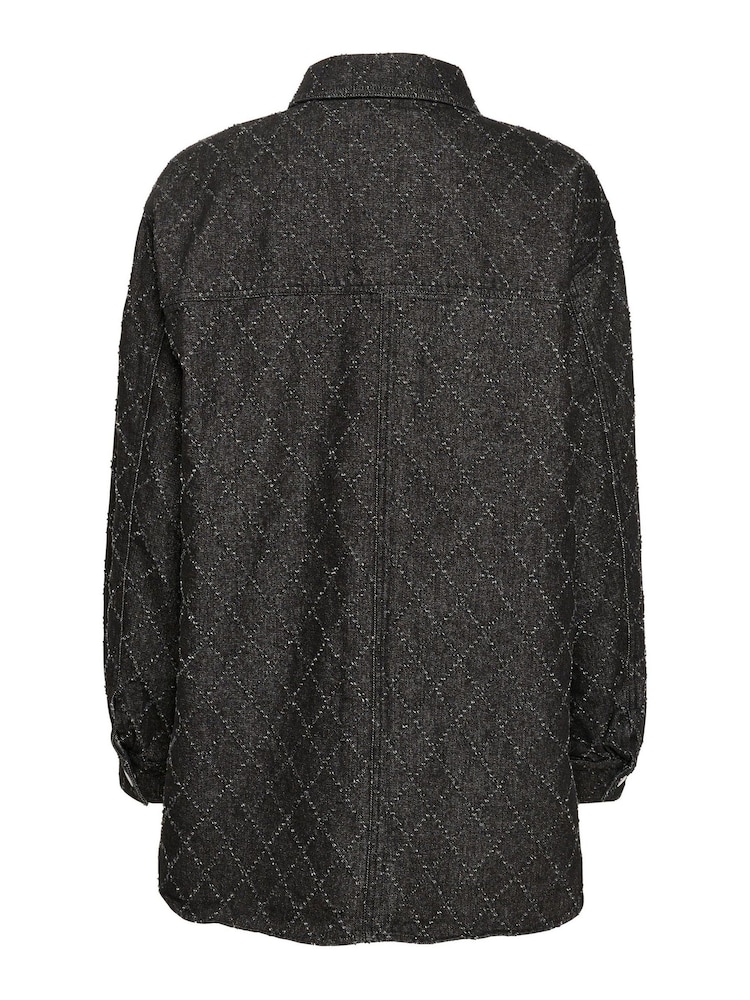 Kaffe Grey Olivia Textured Pattern Denim Shirt - Image 6 of 6