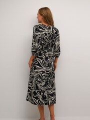 Kaffe Carmen 3/4 Sleeve Round Neck Black Dress - Image 2 of 4