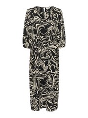 Kaffe Carmen 3/4 Sleeve Round Neck Black Dress - Image 3 of 4