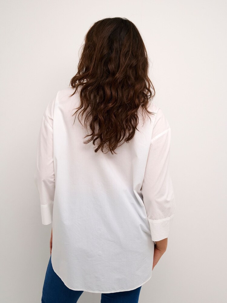 Kaffe Erika Boxy Fit 100% Cotton 3/4 Sleeve White Shirt - Image 2 of 6