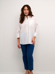 Kaffe Erika Boxy Fit 100% Cotton 3/4 Sleeve White Shirt - Image 3 of 6