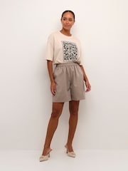 Kaffe Yellow Pernille High-Waisted Wide Leg Shorts - Image 3 of 5