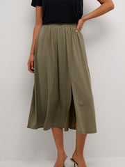 Kaffe Green Mally Midi Jersey Elastic Waist Skirt - Image 1 of 6