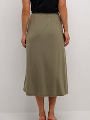 Kaffe Green Mally Midi Jersey Elastic Waist Skirt - Image 2 of 6