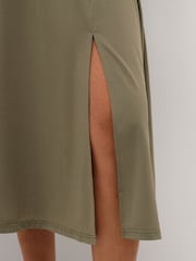 Kaffe Green Mally Midi Jersey Elastic Waist Skirt - Image 4 of 6