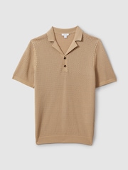 Reiss Stone Fargo Knitted Cuban Collar Polo Shirt - Image 2 of 5