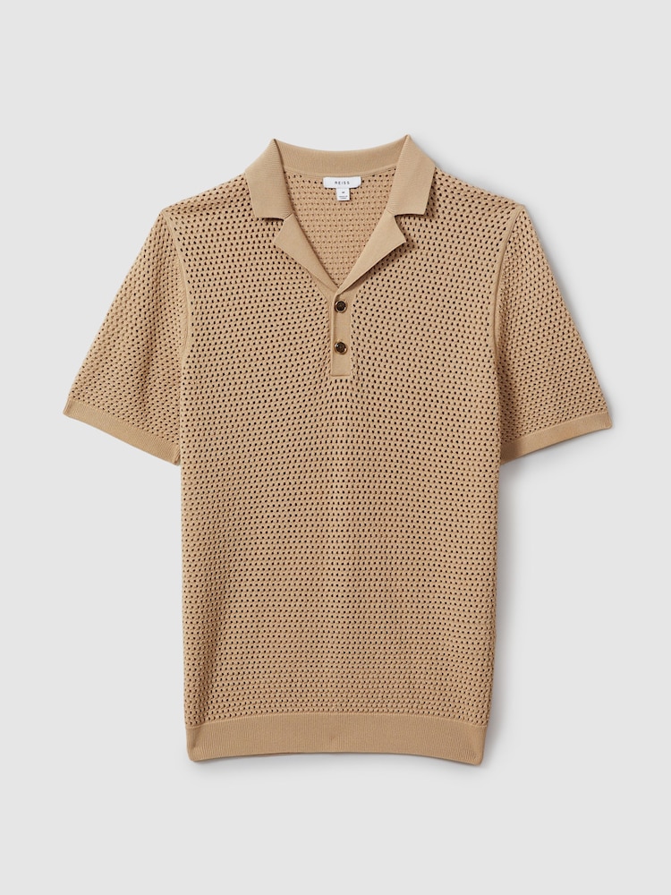 Reiss Stone Fargo Knitted Cuban Collar Polo Shirt - Image 2 of 5