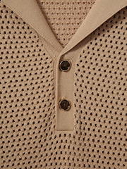 Reiss Stone Fargo Knitted Cuban Collar Polo Shirt - Image 5 of 5