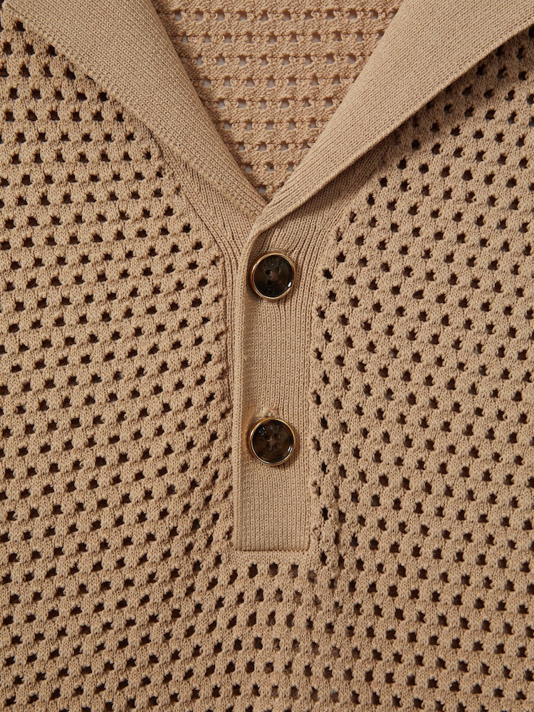 Reiss Stone Fargo Knitted Cuban Collar Polo Shirt - Image 5 of 5