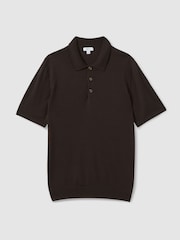 Reiss Coco Brown Manor Merino Wool Polo Shirt - Image 2 of 5