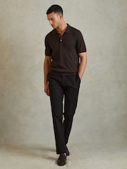 Reiss Coco Brown Manor Merino Wool Polo Shirt - Image 3 of 5