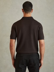 Reiss Coco Brown Manor Merino Wool Polo Shirt - Image 4 of 5