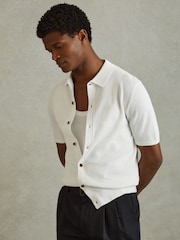 Reiss White Bravo Cotton Blend Textured Shirt - Image 1 of 6