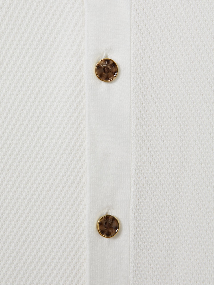 Reiss White Bravo Cotton Blend Textured Shirt - Image 6 of 6