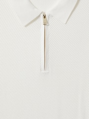 Reiss White Ivor Textured Half-Zip Polo Shirt - Image 5 of 5