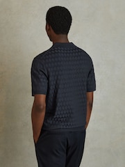Reiss Navy Rizzo Half Zip Knitted Polo Shirt - Image 5 of 6