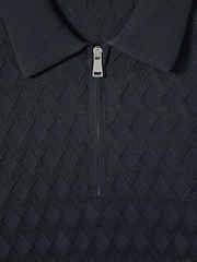 Reiss Navy Rizzo Half Zip Knitted Polo Shirt - Image 6 of 6