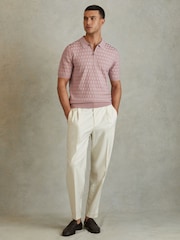 Reiss Soft Pink Rizzo Half-Zip Knitted Polo Shirt - Image 3 of 5