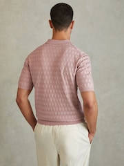 Reiss Soft Pink Rizzo Half-Zip Knitted Polo Shirt - Image 4 of 5