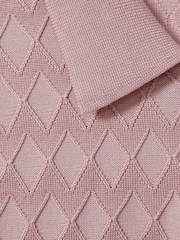 Reiss Soft Pink Rizzo Half-Zip Knitted Polo Shirt - Image 5 of 5