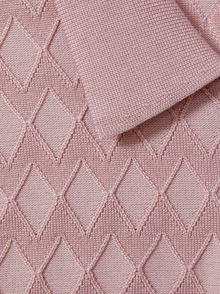 Reiss Soft Pink Rizzo Half-Zip Knitted Polo Shirt - Image 5 of 5