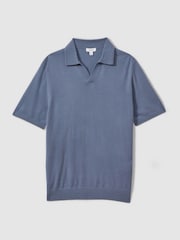 Airforce modra - Polo srajca z odprtim ovratnikom iz merino volne REISS Duchie - Slika 2 iz 5