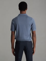 Airforce modra - Polo srajca z odprtim ovratnikom iz merino volne REISS Duchie - Slika 4 iz 5