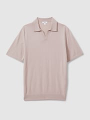 Reiss Washed Stone Duchie Merino Wool Open Collar Polo Shirt - Image 2 of 5