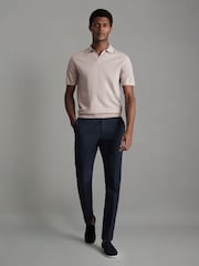 Reiss Washed Stone Duchie Merino Wool Open Collar Polo Shirt - Image 3 of 5