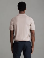 Reiss Washed Stone Duchie Merino Wool Open Collar Polo Shirt - Image 4 of 5
