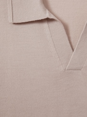 Reiss Washed Stone Duchie Merino Wool Open Collar Polo Shirt - Image 5 of 5