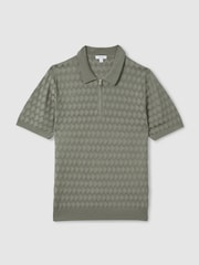 Reiss Sage Rizzo Half Zip Knitted Polo Shirt - Image 2 of 5