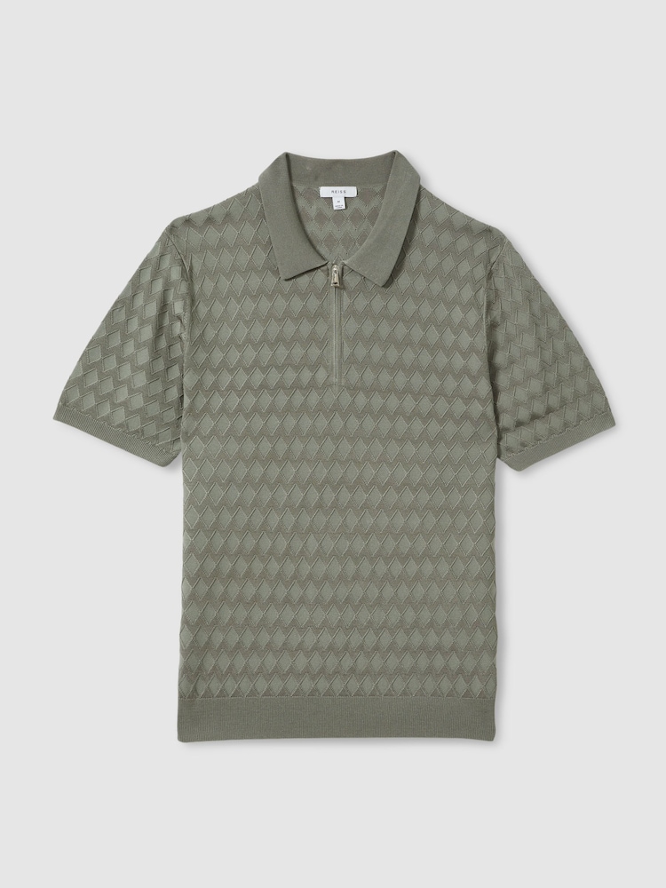 Reiss Sage Rizzo Half Zip Knitted Polo Shirt - Image 2 of 5
