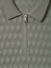 Reiss Sage Rizzo Half Zip Knitted Polo Shirt - Image 5 of 5