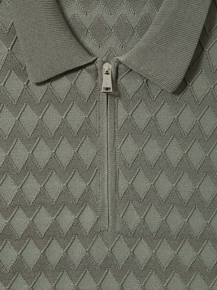 Reiss Sage Rizzo Half Zip Knitted Polo Shirt - Image 5 of 5