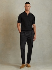 Reiss Black Rizzo Half-Zip Knitted Polo Shirt - Image 3 of 5